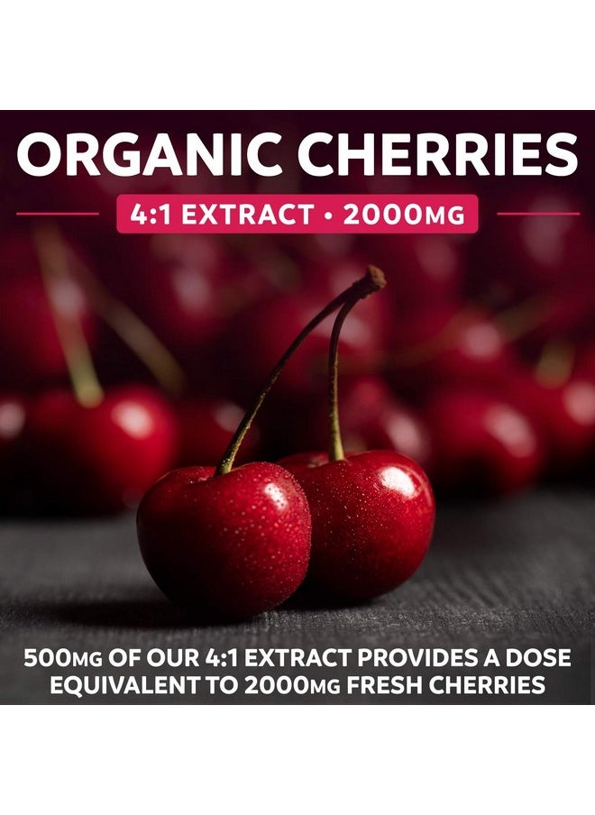 PURE CO - Organic Tart Cherry Capsules 4:1 Extract Equals 2000Mg Of Fresh Tart Cherries (Vegan) Natural Uric Acid Support Supplement 60 Capsules Of 500Mg (No Pills Or Juice) - Image 1
