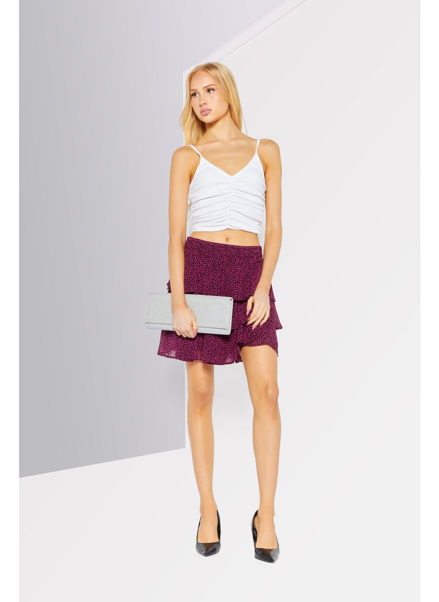 Michael Kors Women Allover Casual Mini Skirts, Purple/Black  - Image 2