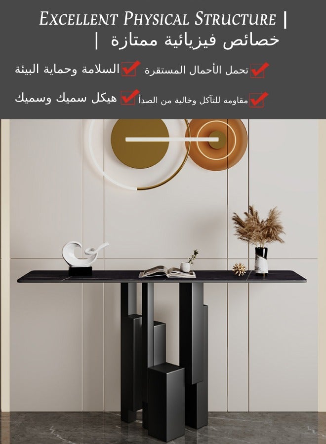 فاشون هوم طاولة كونسول أنيقة فاخرة من الحديد مع سطح من الرخام وأرجل معدنية صلبة للمدخل أو غرفة المعيشة والمكتب 120 × 30 × 80 سم - Image 4