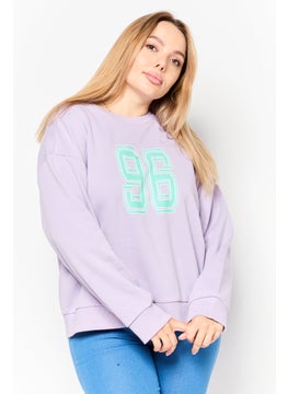 Women Crew Neck Graphic Print Long Sleeves Sweatshirt, Lavender - pzsku/Z18661A9B372BAE26B05EZ/45/_/1737642090/2aab8efd-2b0a-4b11-81da-1c3b56e39258