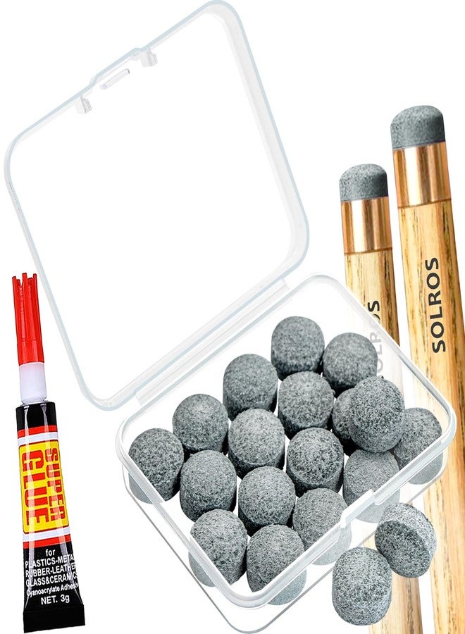 SOLROS STUDIO 25 Pcs Billiard Pool Cue Tips - 13mm Cue Tips Pool Stick Tips Replacement Repair Kit with Storage Box and Glue for Billiard Pool Cues Head and Table Snooker Stick - - Image 1