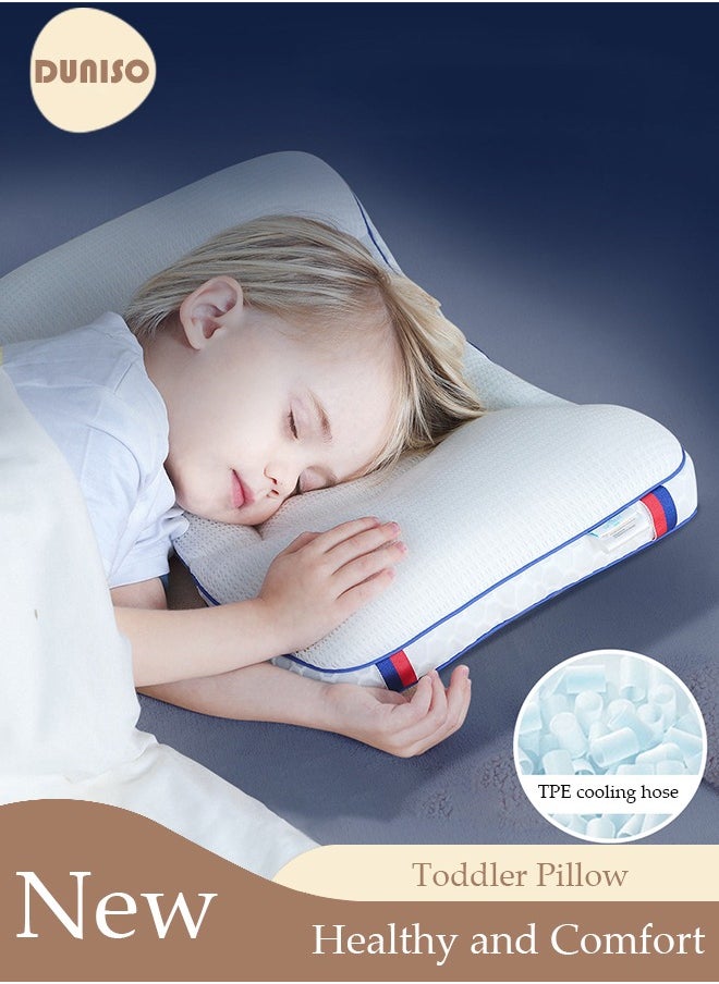DUNISO 1 pack Kids Sleeping Pillow, Super Comfort Neck Head Pillow for Kids, Contour Support Pillows for Bed Sleeping, Soft and Breathable Pillow for Side Back Stomach Sleeper  - Image 1