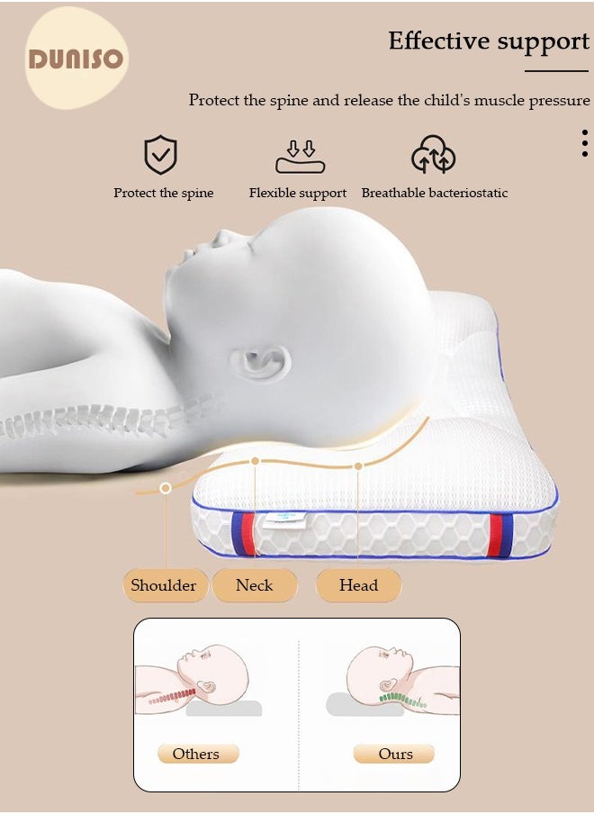 DUNISO 1 pack Kids Sleeping Pillow, Super Comfort Neck Head Pillow for Kids, Contour Support Pillows for Bed Sleeping, Soft and Breathable Pillow for Side Back Stomach Sleeper  - Image 3