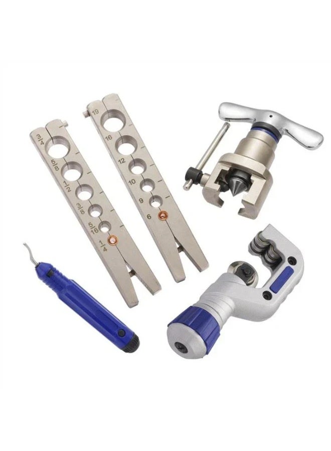 WORKPRO 5-Piece Professional Flaring Tool and Pipe Cutter Kit – Universal SAE & Metric Tube Expander Set with Deburring Tool for Copper & Aluminum Pipes, HVAC & Plumbing, WP303001 - Image 2