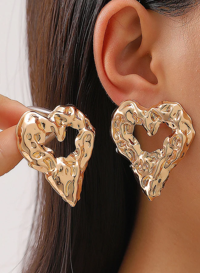 Take Two Textured Heart Shape Hoop Earrings