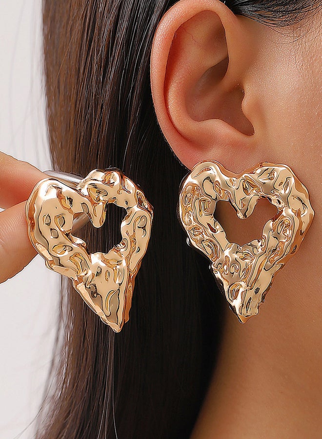 Take Two Textured Heart Shape Hoop Earrings  - Image 1