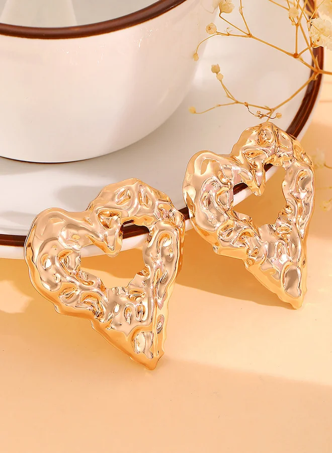 Take Two Textured Heart Shape Hoop Earrings
