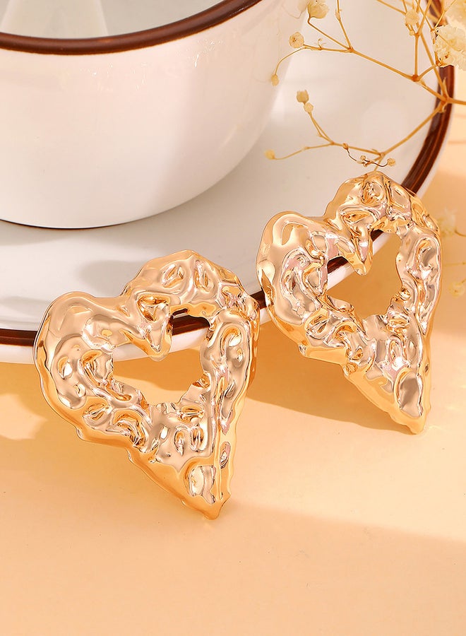 Take Two Textured Heart Shape Hoop Earrings  - Image 2