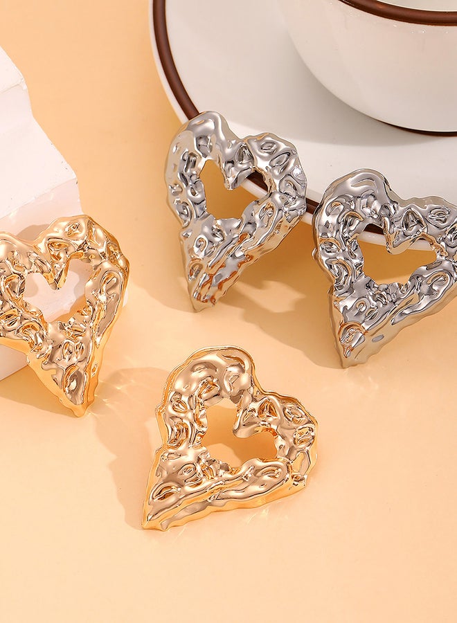 Take Two Textured Heart Shape Hoop Earrings  - Image 5