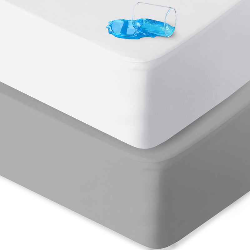 Biloban Mini Crib Sheets Fitted Waterproof 38'' x 24'', 2 Pack Mattress Protector Cover Fits for Dream on Me/Newton Mini Crib Mattress, Portable Sheet for Boys & Girl - Image 1