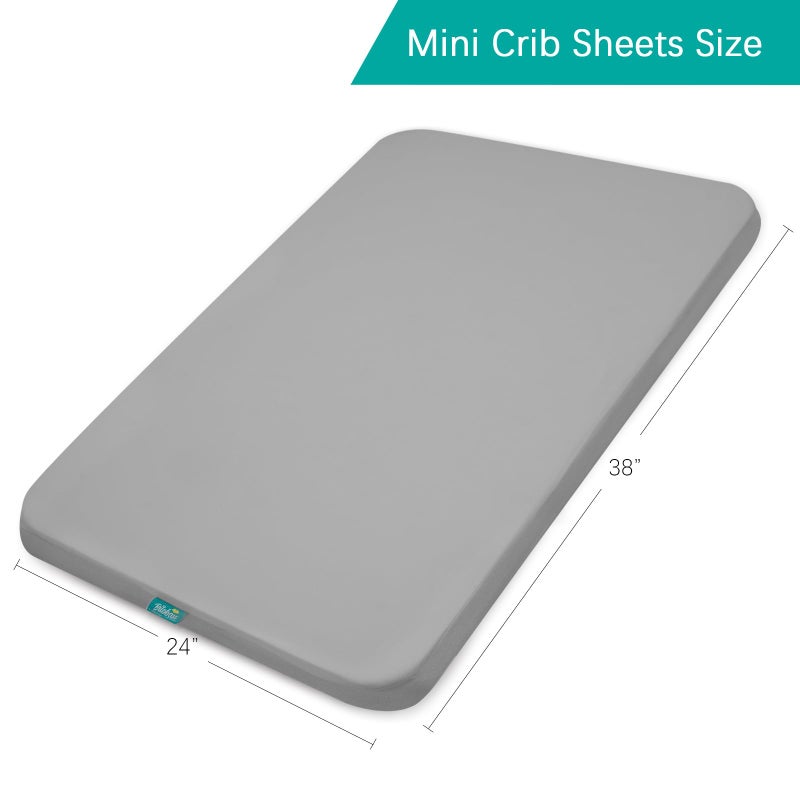 Biloban Mini Crib Sheets Fitted Waterproof 38'' x 24'', 2 Pack Mattress Protector Cover Fits for Dream on Me/Newton Mini Crib Mattress, Portable Sheet for Boys & Girl - Image 5