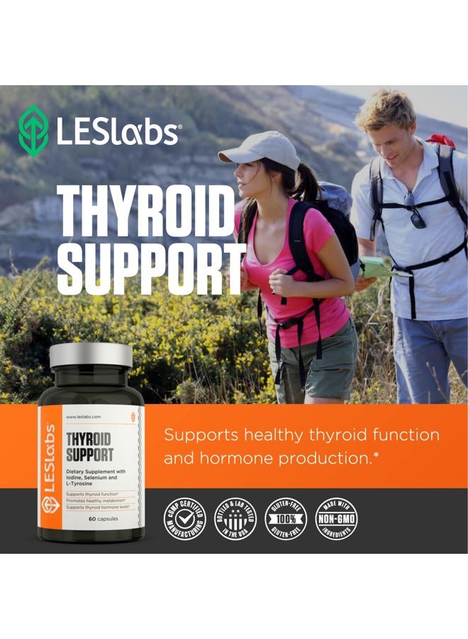 LES Labs Thyroid Support – Metabolic Health, Thyroid Hormone Production, Energy & Focus – Iodine, L-Tyrosine, Ashwagandha, Selenium & Turmeric – Non-GMO Supplement – 60 Capsules - Image 5