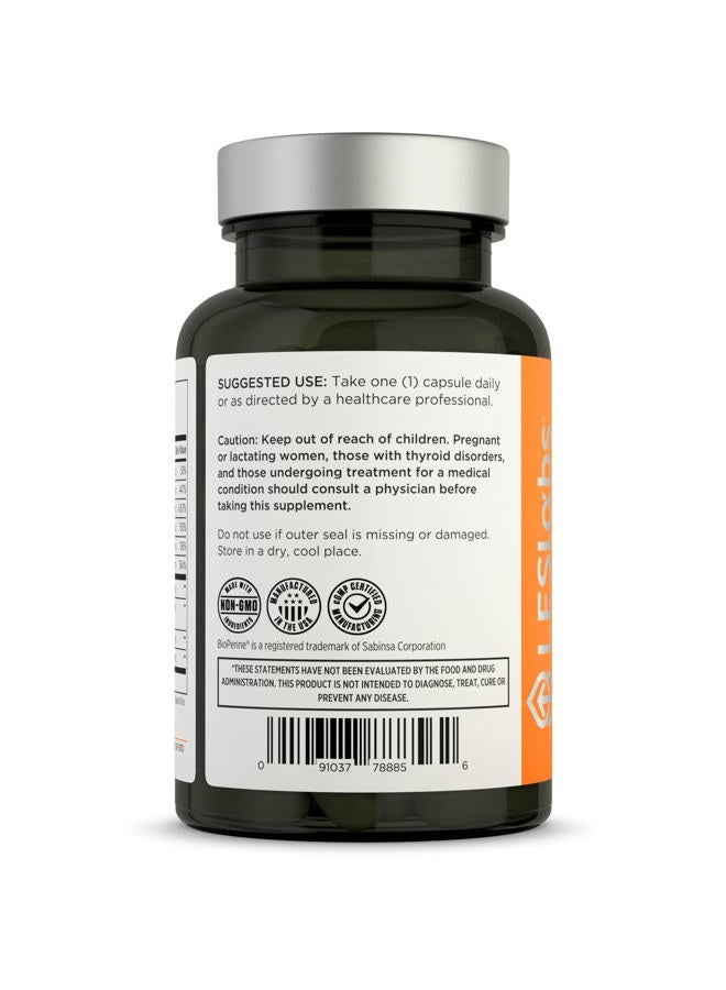 LES Labs Thyroid Support – Metabolic Health, Thyroid Hormone Production, Energy & Focus – Iodine, L-Tyrosine, Ashwagandha, Selenium & Turmeric – Non-GMO Supplement – 60 Capsules - Image 3