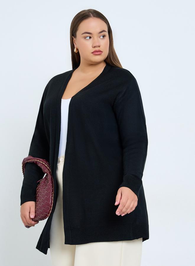 Styli Plus Size Black Longline Cardigan - Image 1