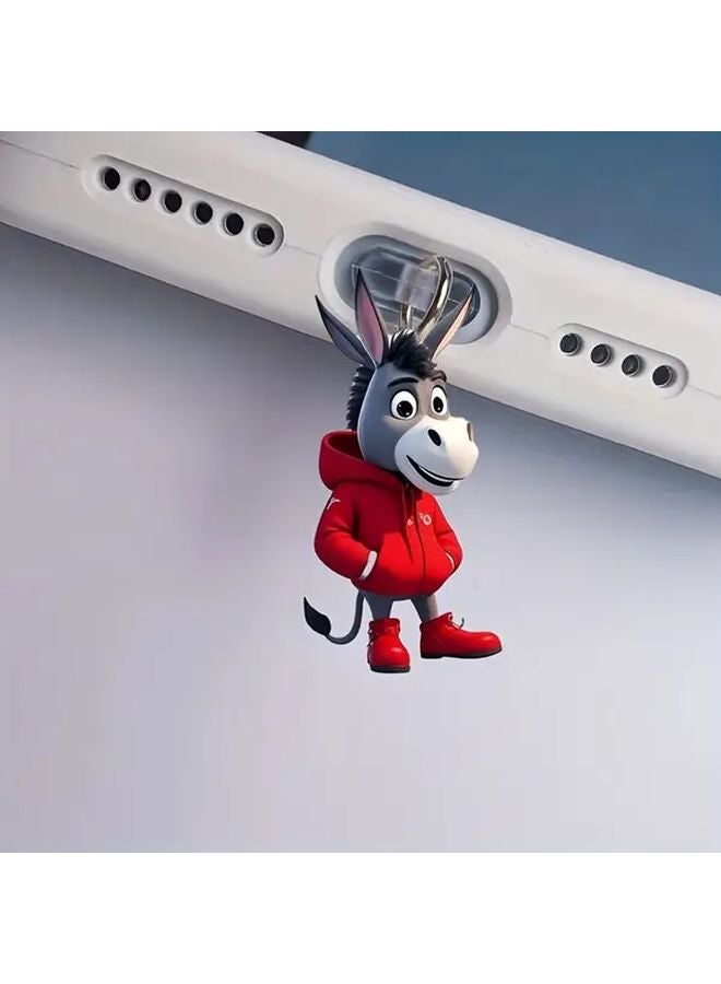 2Pcs For IPhone Acrylic Charging Port Protector 2D Cute Donkey Mobile Phone Dustproof Plug - Image 2