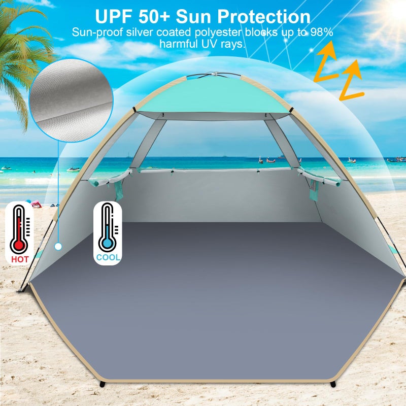 Gorich Beach Tent Sun Shelter for 3/4/6/8/10 Person with UPF 50ï¼‹ UV Protection, Lightweight & Easy Setup Beach Shade Canopy, Portable Beach Shade Tent Beach Cabana - Image 3