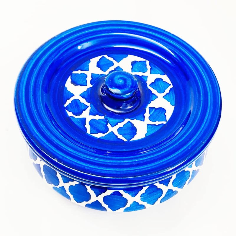 SG Shadowgreen ShadowGreen | Ceramic Serving Dekchi | Serving Bowl with Lid | Dinner/Gravy Bowl | Dark Blue Design | (Medium (750ml)) - Image 4