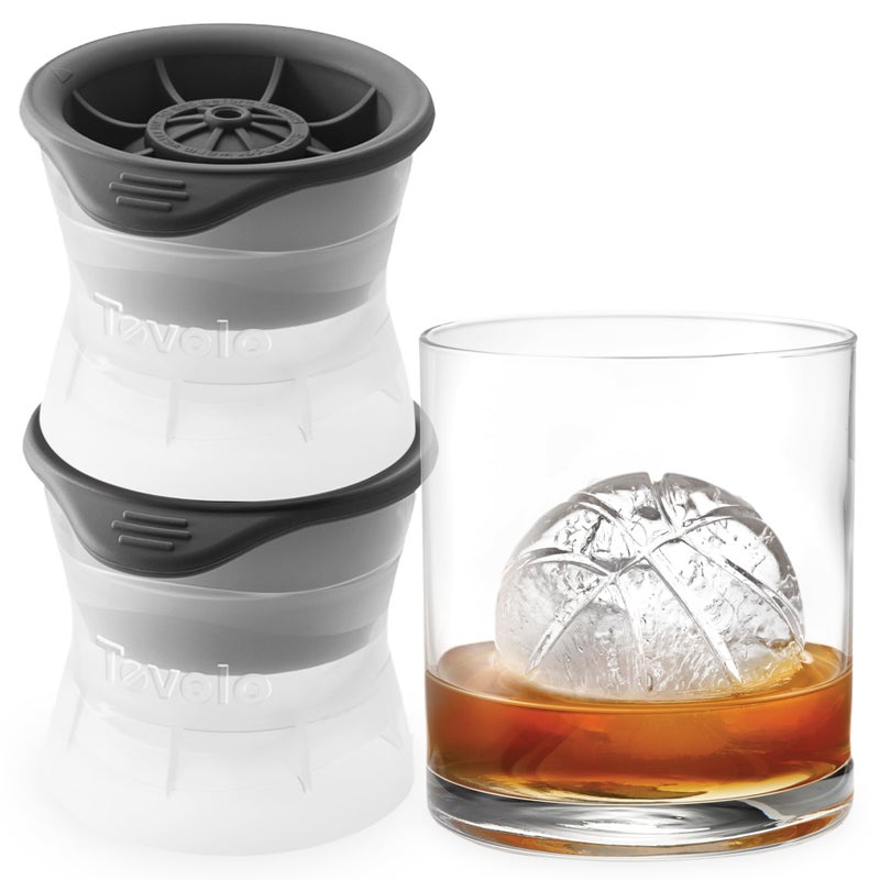 Tovolo Basketball Ice Cube Molds Pack of 2 Large Craft Ice Spheres for Whiskey Bourbon Cocktails Drinks, Dishwasher Safe BPA Free Silicone Basketball Ice Ball Mold GIfts for Men, Fathers, Coaches - Image 1