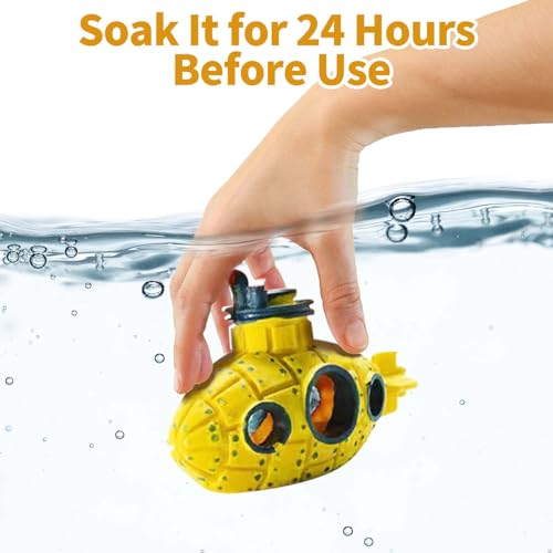 Moonorange Aquarium Air Bubbler Decoration Kit, Fish Tank Air Stone Set, Realistic Submarine Ornaments with Full Accessories. (Submarine Kit-Yellow) - Image 5