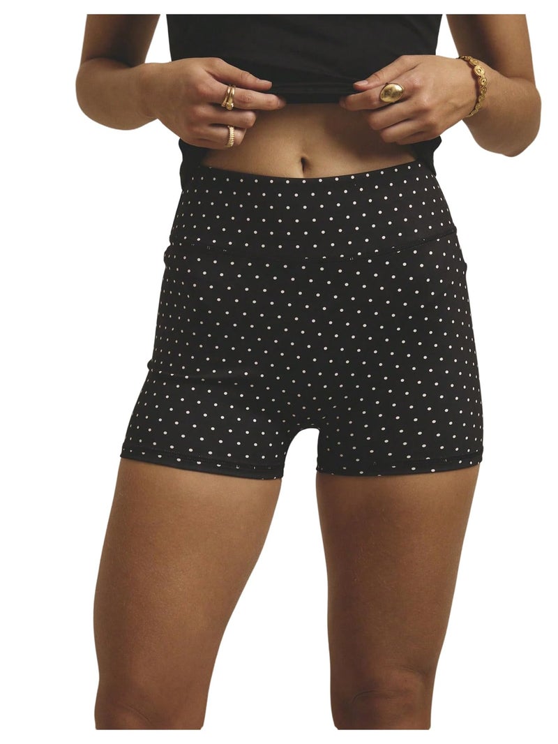 MakeMeChic Women's Polka Dots Gym Shorts Workout Yoga Biker Shorts Leggings Black White Small - Image 1