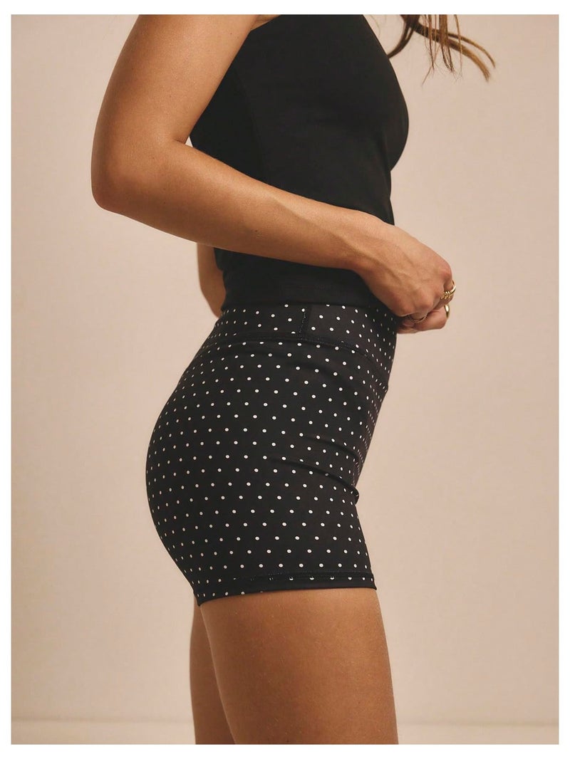 MakeMeChic Women's Polka Dots Gym Shorts Workout Yoga Biker Shorts Leggings Black White Small - Image 3