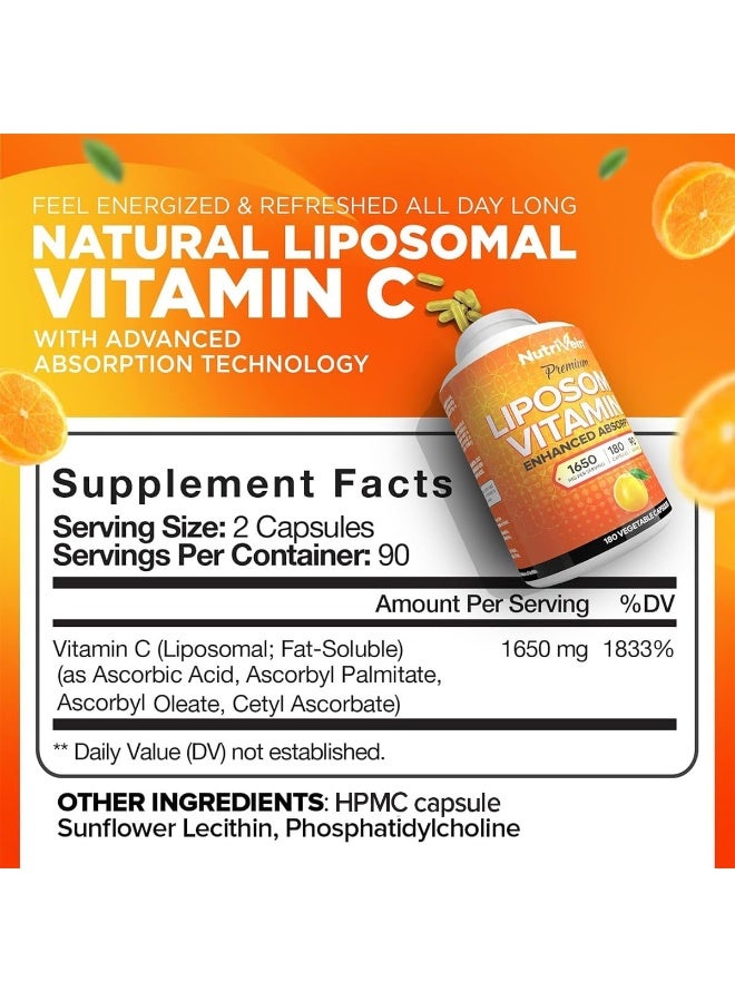 Nutrivein Liposomal Vitamin C Capsules 180 Count for Adults - Image 2