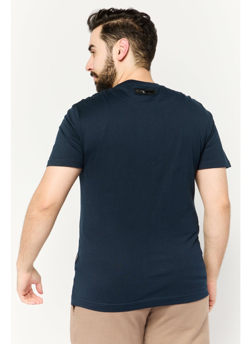 Plein Sport - Men Sportswear Fit Short Sleeve Outdoor T Shirt, Navy - Image 1