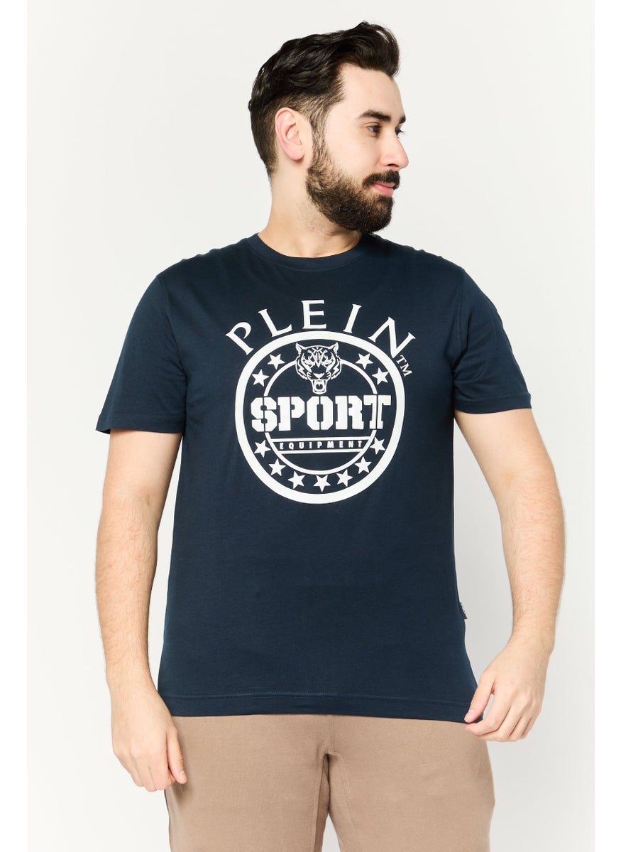 Plein Sport - Men Sportswear Fit Short Sleeve Outdoor T Shirt, Navy - Image 1