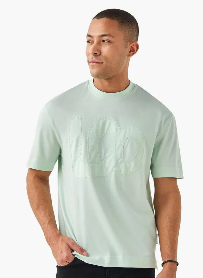 Lee Cooper Applique Detail Crew Neck T-shirt with Short Sleeves