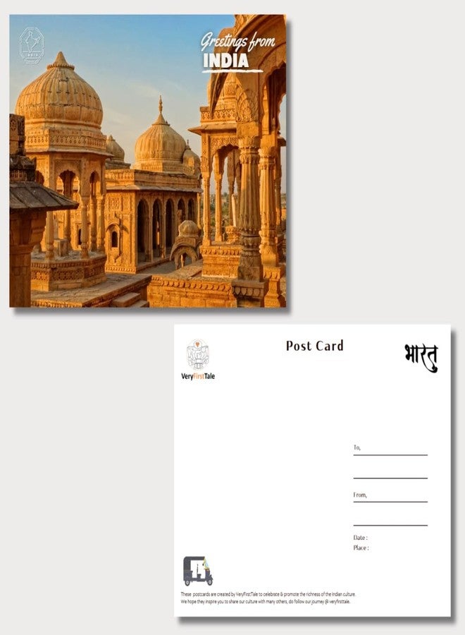 VERYFIRSTTALE India Postcards | Greetings From India - Jaisalmer Fort Postcard | Pack of 5 | Postcard From India | Indian Souvenirs | Glossy Finish | 14 cms x 10.7 cms with FREE Envelopes | Postcards of India - Image 5