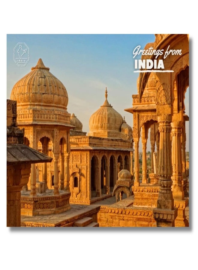 VERYFIRSTTALE India Postcards | Greetings From India - Jaisalmer Fort Postcard | Pack of 5 | Postcard From India | Indian Souvenirs | Glossy Finish | 14 cms x 10.7 cms with FREE Envelopes | Postcards of India - Image 1