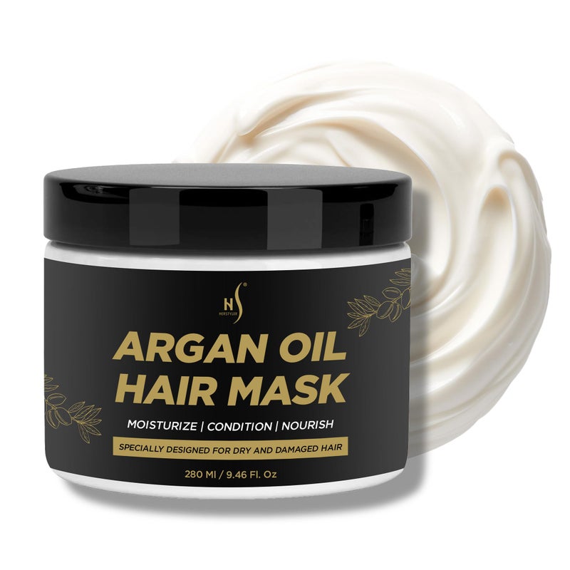 HerStyler Argan Oil Hair Mask - Repair Mask for Dry Damaged or Frizzy Hair - Conditioning and Moisturizing - 9.46 Fl. Oz. - Image 1