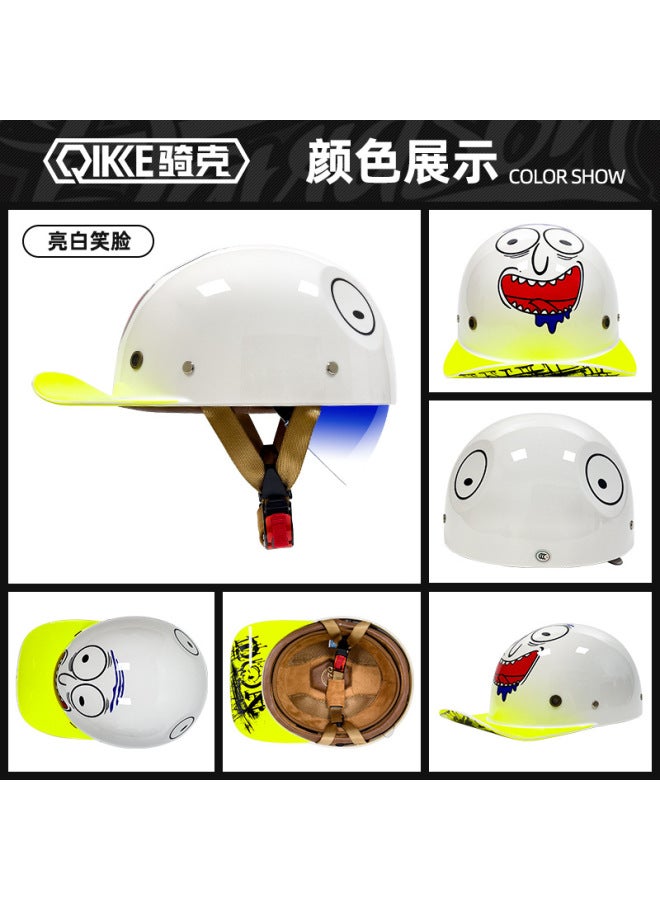 Smiley-2 Generation Baseball Cap Style Retro Half Helmet for Cycling, Electric Vehicle, Motorcycle - All Seasons