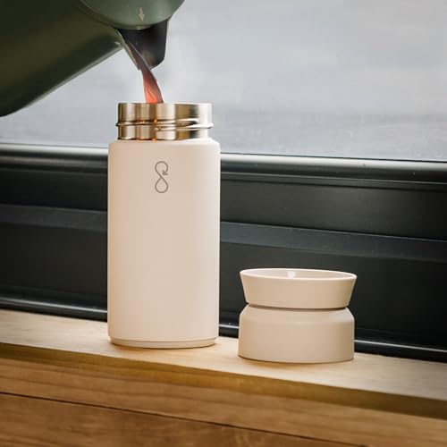 Ocean Bottle Brew Flask 12 oz | Insulated Travel Flask for Hot & Cold Drinks | Recycled Stainless Steel | Sustainable, Eco Friendly Gift (Sand Stone) - Image 2