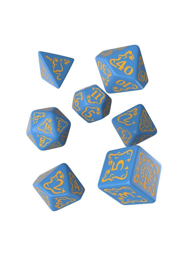 Q WORKSHOP Pathfinder Ruins of Azlant Rpg Ornamented Dice Set 7 Polyhedral Pieces Blue, Standard (15mm - 17mm) - Image 1