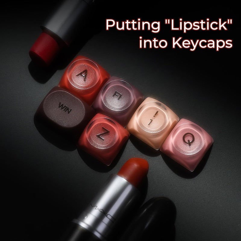 OHY PBT Keycaps, XVX Berry Kiss Theme Red Jelly HOA Profile Key Cap, 132-Key Cute Custom Keycaps (for Mechanical Keyboards with Cherry/Gateron MX Switches)-Lipstick - Image 2