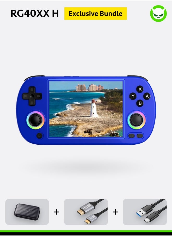 ANBERNIC  - Anbernic RG40XX H Handheld Game Console 4.0 IPS Screen -Linux 64-bit-H700 quad-core ARM Cortex-A53 1.5GHz Frequency- core 3200mAh 5G WiFi Bluetooth HDMI Output 【Blue-64GB Emulators Over 5000 Games Pre-installed 】 - Image 1