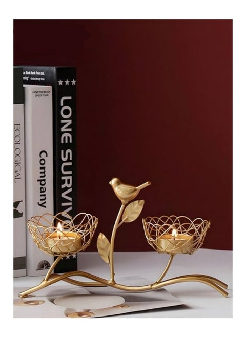 Two Headed Candle Holder Gold