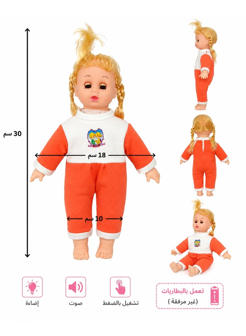 Interactive Baby Doll With Light And Sound 30 Cm Soft Doll Toy For Kids Gift - Image 2