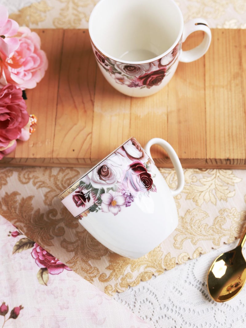 Vigneto Floral Rose Garden Coffee Mug Set | Set of 6 Mugs, 200 ML | Finest Premium Porcelain | for Coffee/Tea | Scratch Resistant | Lead Free | Perfect for Gifting - Image 4