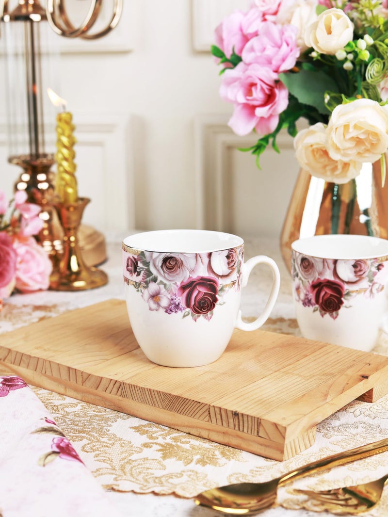 Vigneto Floral Rose Garden Coffee Mug Set | Set of 6 Mugs, 200 ML | Finest Premium Porcelain | for Coffee/Tea | Scratch Resistant | Lead Free | Perfect for Gifting - Image 3