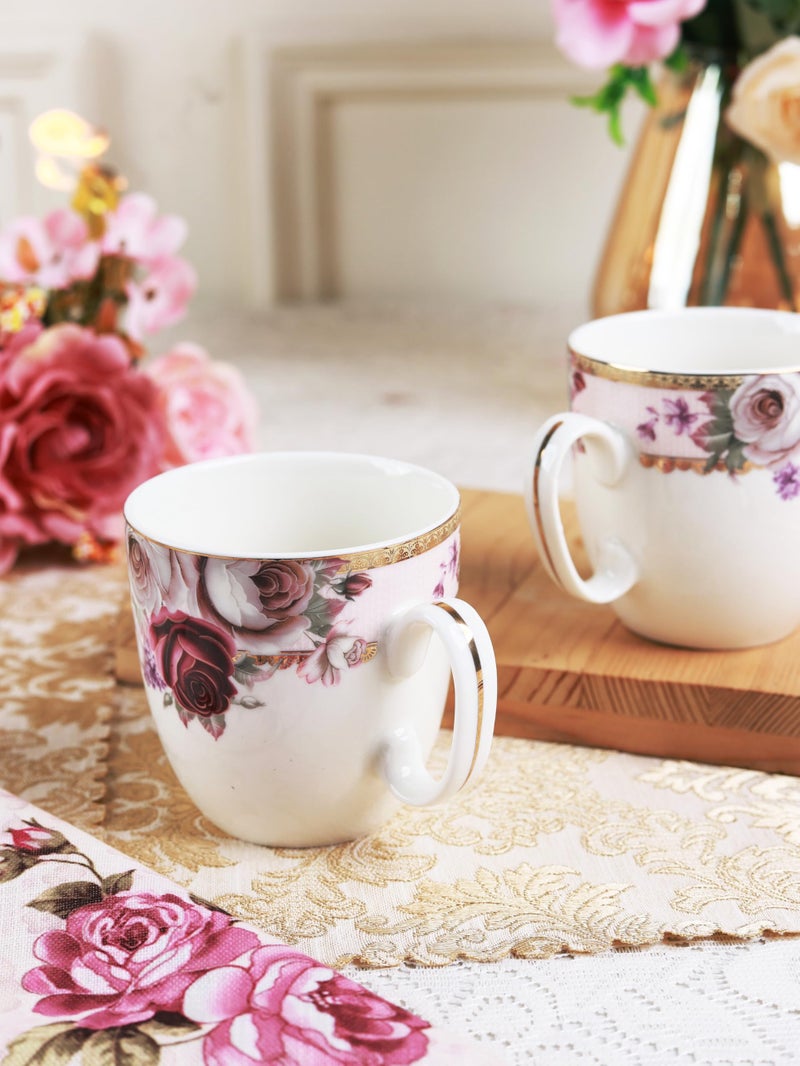 Vigneto Floral Rose Garden Coffee Mug Set | Set of 6 Mugs, 200 ML | Finest Premium Porcelain | for Coffee/Tea | Scratch Resistant | Lead Free | Perfect for Gifting - Image 5
