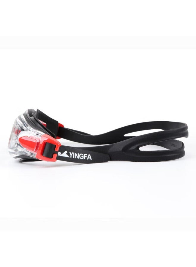 Yingfa Swimming Goggles, High-definition Anti-fog Waterproof Comfortable Training Large Frame Protective Eyewear For Adult Men And Women, Black With Red Accents - Image 3