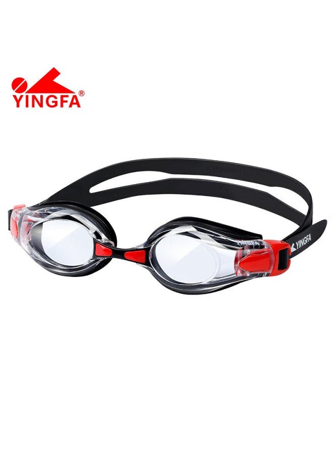 Yingfa Swimming Goggles, High-definition Anti-fog Waterproof Comfortable Training Large Frame Protective Eyewear For Adult Men And Women, Black With Red Accents - Image 1