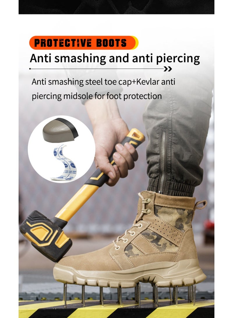 general High-Top Safety Work Shoes for Men - Steel Toe, Puncture & Smash Resistant, Wear-Resistant, Anti-Skid, Air Cushioned Protection Sneakers for Outdoor & Heavy Duty Jobs - Image 4