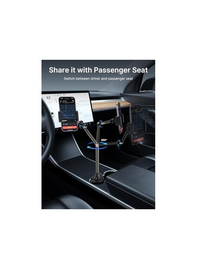 جيسوس حامل هاتف حامل أكواب السيارة - حامل هاتف معدني طويل الذراع فائق الثبات لحامل أكواب السيارة - قابل للتعديل لهواتف iPhone وGalaxy وغيرها - Image 4