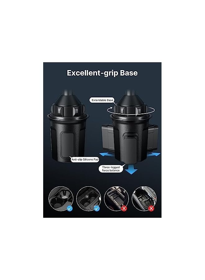 جيسوس حامل هاتف حامل أكواب السيارة - حامل هاتف معدني طويل الذراع فائق الثبات لحامل أكواب السيارة - قابل للتعديل لهواتف iPhone وGalaxy وغيرها - Image 5