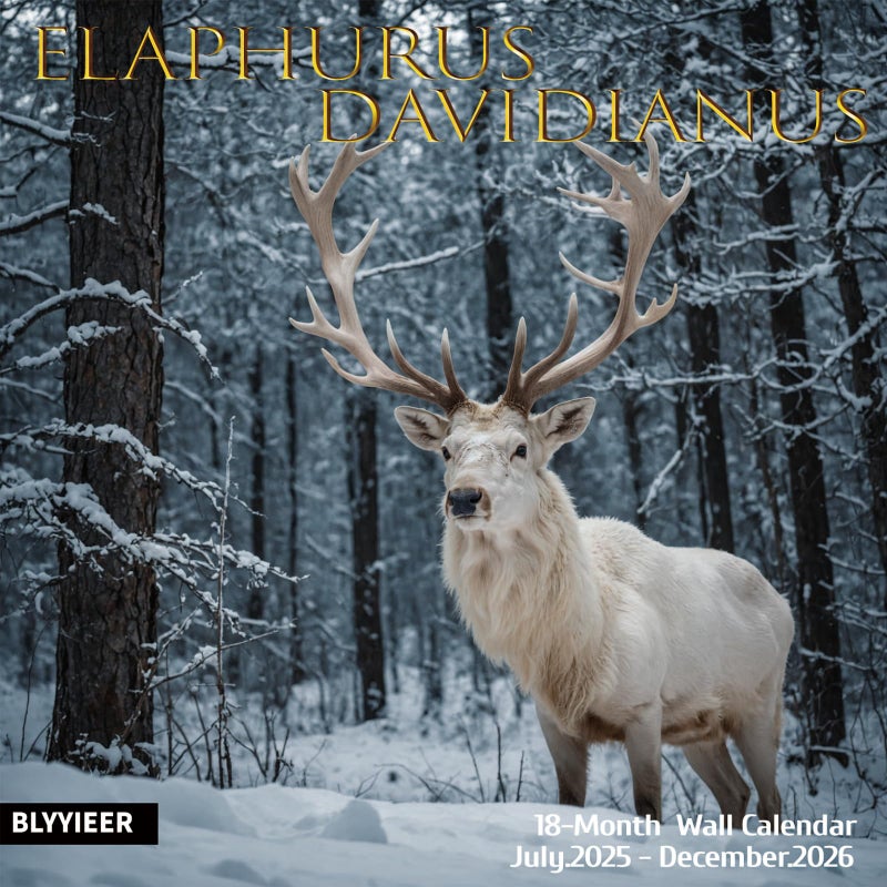 BLYYIEER 2026 Wall Calendar,Calendar 2025-2026,Elaphurus davidianus Monthly Wall Calendar, 12" x 24" Open,Family Planner Calendar, Home & Office Organizer,Hangable - Image 1