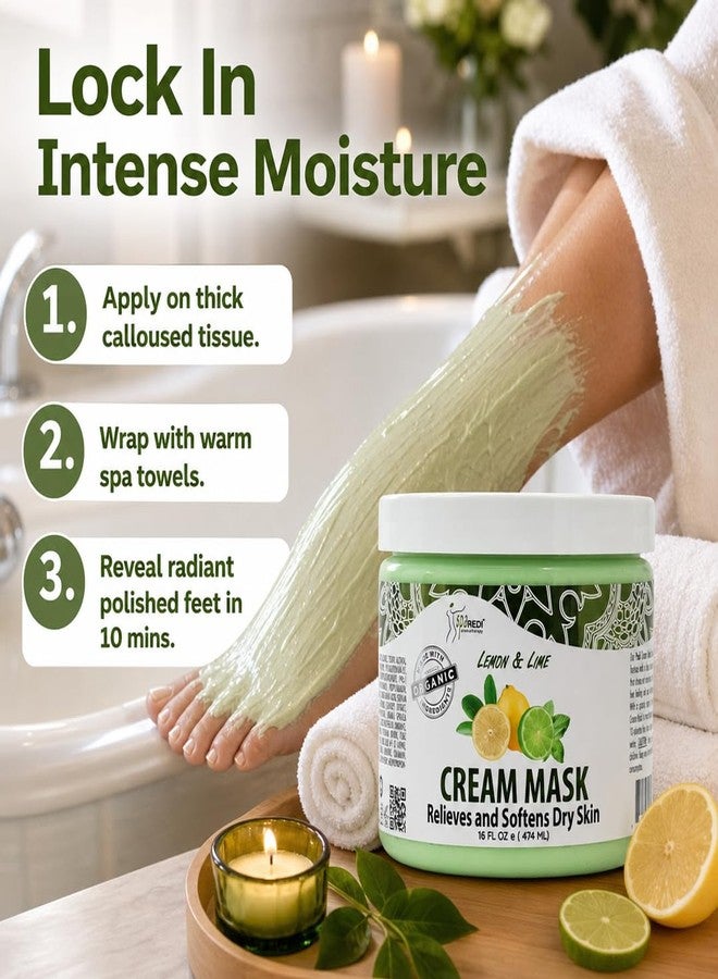 SPA REDI Pedicure Foot Cream Mask - Cracked Heel & Callus Repair for Sensitive Skin | Hyaluronic Acid, Amino Acids, Comfrey Extract | Paraben-Free, Cruelty-Free | Made in USA | Lemon Lime | 16 oz - Image 4