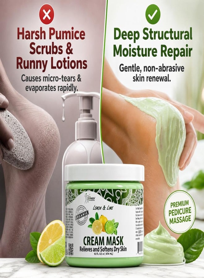 SPA REDI Pedicure Foot Cream Mask - Cracked Heel & Callus Repair for Sensitive Skin | Hyaluronic Acid, Amino Acids, Comfrey Extract | Paraben-Free, Cruelty-Free | Made in USA | Lemon Lime | 16 oz - Image 3